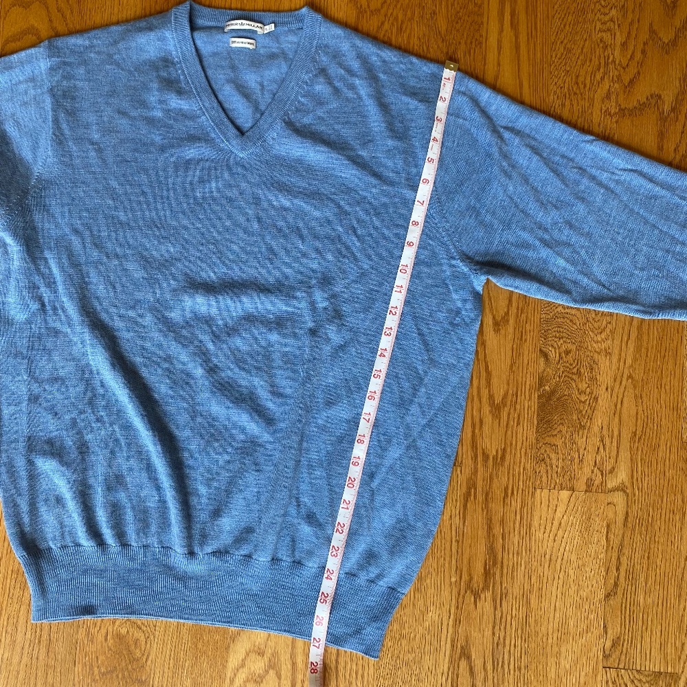 Peter Millar V-Neck Sweater long sleeve merino wool blue Large - Picture 9 of 16